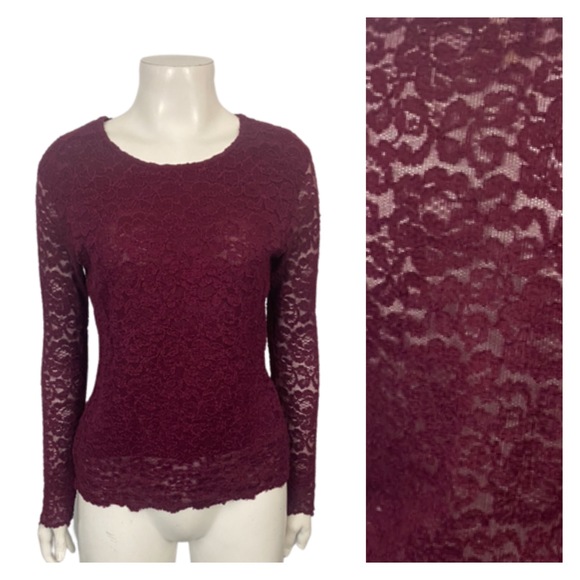 1990s Gothic Floral Sheer Lace Fitted Scoop Neck Blouse / Women’s M/L - Picture 1 of 4